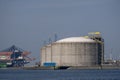 Liquified natural gas storage. LNG or LPG gas plant. Storage tanks for liquefied gas