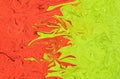 Liquify Abstract Pattern With Coral And Lime Graphics Color Art Form. Digital Background With Liquifying Flow