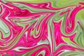 Liquify Abstract Pattern With DeepPink, Green And Pink Graphics Color Art Form. Digital Background With Liquifying Flow