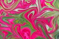 Liquify Abstract Pattern With DeepPink, Green And Pink Graphics Color Art Form. Digital Background With Liquifying Flow