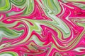 Liquify Abstract Pattern With DeepPink, Green And Pink Graphics Color Art Form. Digital Background With Liquifying Flow