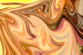 Liquify Abstract Pattern With Gold, Yellow, Green, Pink And Brown Graphics Color Art Form. Digital Background With Liquifying Flow Royalty Free Stock Photo
