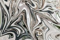 Liquify Abstract Pattern With Green, Grey, Brown And Black Graphics Color Art Form. Digital Background With Liquifying Flow Royalty Free Stock Photo