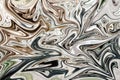 Liquify Abstract Pattern With Green, Grey, Brown And Black Graphics Color Art Form. Digital Background With Liquifying Flow Royalty Free Stock Photo