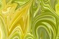 Liquify Abstract Pattern With Green, Lemon, Lime And Yellow Graphics Color Art Form. Digital Background With Liquifying Flow Royalty Free Stock Photo