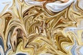 Liquify Abstract Pattern With Yellow, Brown And White Graphics Color Art Form. Digital Background With Liquifying Flow Royalty Free Stock Photo