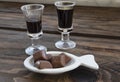 Liquior and chocolates, having delight in quarantine Royalty Free Stock Photo