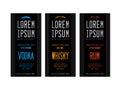 Liquor bottle label designs Royalty Free Stock Photo