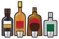 Liquor Bottles and Shot Glasses Royalty Free Stock Photo