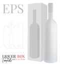 Liquor box template, vector with die cut / laser cut layers. White, clear, blank, isolated Bottle Gift Box window mock up