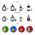 Liquor chocolate, champagne, absinthe, herbal liqueur.Alcohol set collection icons in black, flat, monochrome style Royalty Free Stock Photo