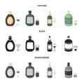 Liquor chocolate, champagne, absinthe, herbal liqueur.Alcohol set collection icons in cartoon,black,monochrome style Royalty Free Stock Photo