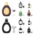 Liquor chocolate, champagne, absinthe, herbal liqueur.Alcohol set collection icons in cartoon,black style vector symbol Royalty Free Stock Photo