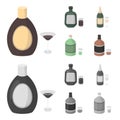 Liquor chocolate, champagne, absinthe, herbal liqueur.Alcohol set collection icons in cartoon,monochrome style vector Royalty Free Stock Photo