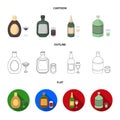 Liquor chocolate, champagne, absinthe, herbal liqueur.Alcohol set collection icons in cartoon,outline,flat style vector Royalty Free Stock Photo