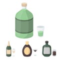 Liquor chocolate, champagne, absinthe, herbal liqueur.Alcohol set collection icons in cartoon style vector symbol stock Royalty Free Stock Photo