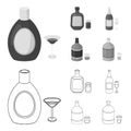 Liquor chocolate, champagne, absinthe, herbal liqueur.Alcohol set collection icons in outline,monochrome style vector Royalty Free Stock Photo