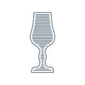 Liquor glass in minimalist linear style. Silhouette of glassware performed in the form of black thin lines. Alcohol drink.