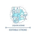 Liquor license turquoise concept icon