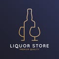 Liquor store logo. Bottle whiskey, rum or brandy Royalty Free Stock Photo