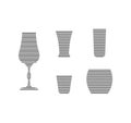 Liquor, tequila, rum, vodka and whiskey glass in minimalist linear style. Silhouette of glassware performed in the form of black