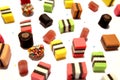 Liquorice allsorts on white Royalty Free Stock Photo