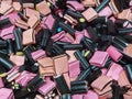Liquorice with pink black and pink candy Royalty Free Stock Photo