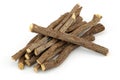 Liquorice root on white background Royalty Free Stock Photo