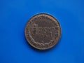 1 lira coin, Kingdom of Italy over blue