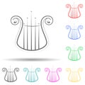 Lira musical instrument multi color set icon. Simple thin line, outline of theatre icons for ui and ux, website or mobile