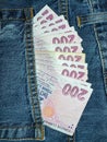 Liras in blue jeans pocket. Turkey money.