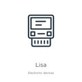 Lisa icon. Thin linear lisa outline icon isolated on white background from electronic devices collection. Line vector sign, symbol Royalty Free Stock Photo