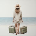 Lisa With Suitcase: Contemporary Canadian Art In Realistic Figurative Style