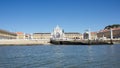 Lisboa, Portugal: Cais das Colunas, Terreiro do PaÃÂ§o, the equestrian statue of tke king D. JosÃÂ© and the Arch of Rua Augusta