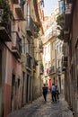 Lisboa, Portugal: a narrow street in Alfama Royalty Free Stock Photo