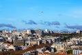 Lisboa residential street rooftop aerial view. Lisbon Portugal