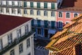 Lisboa residential street rooftop aerial view. Lisbon Portugal