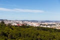 Lisbon as seen from the Panoramico de Monsanto, a building built in the sixties as a restaurant, now abandoned Royalty Free Stock Photo