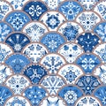 076_Lisbon Azulejo tiles vector pattern Royalty Free Stock Photo