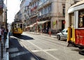 LISBON BAIRRO ALTO, PORTUGAL - AUG 04: Busy lifestyle in the old town of Lisbon with traditional tram , shops and urban life in