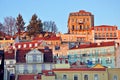 Lisbon baixa on sunset