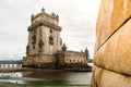 Lisbon, Belem Tower - Tagus River, Portugal one of the most famous attractions of Portugal, iconic monument built as a defense Royalty Free Stock Photo