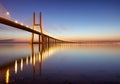 Lisbon bridge - Vasco da Gama at sunrise, Portugal Royalty Free Stock Photo