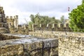 lisbon, castle of saint George. interior with the flag of Portugal Royalty Free Stock Photo