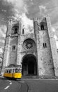 Lisbon cathedral and a tramway