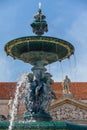 Lisbon city in Portugal. Rossio Square and fountain Royalty Free Stock Photo