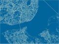 Blue and White vector city map of Lisbon. Royalty Free Stock Photo