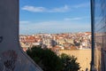 Lisbon cityscape, Portugal. Portuguese buildings with red roofs. European architecture. Royalty Free Stock Photo