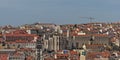 Lisbon cityscape with ruins of the curch of the Carmo convent
