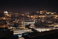 Lisbon cityscape and Saint George `Sao Jorge` Castle, night view from Sao Pedro de Alcantara in Lisbon, Portugal Royalty Free Stock Photo